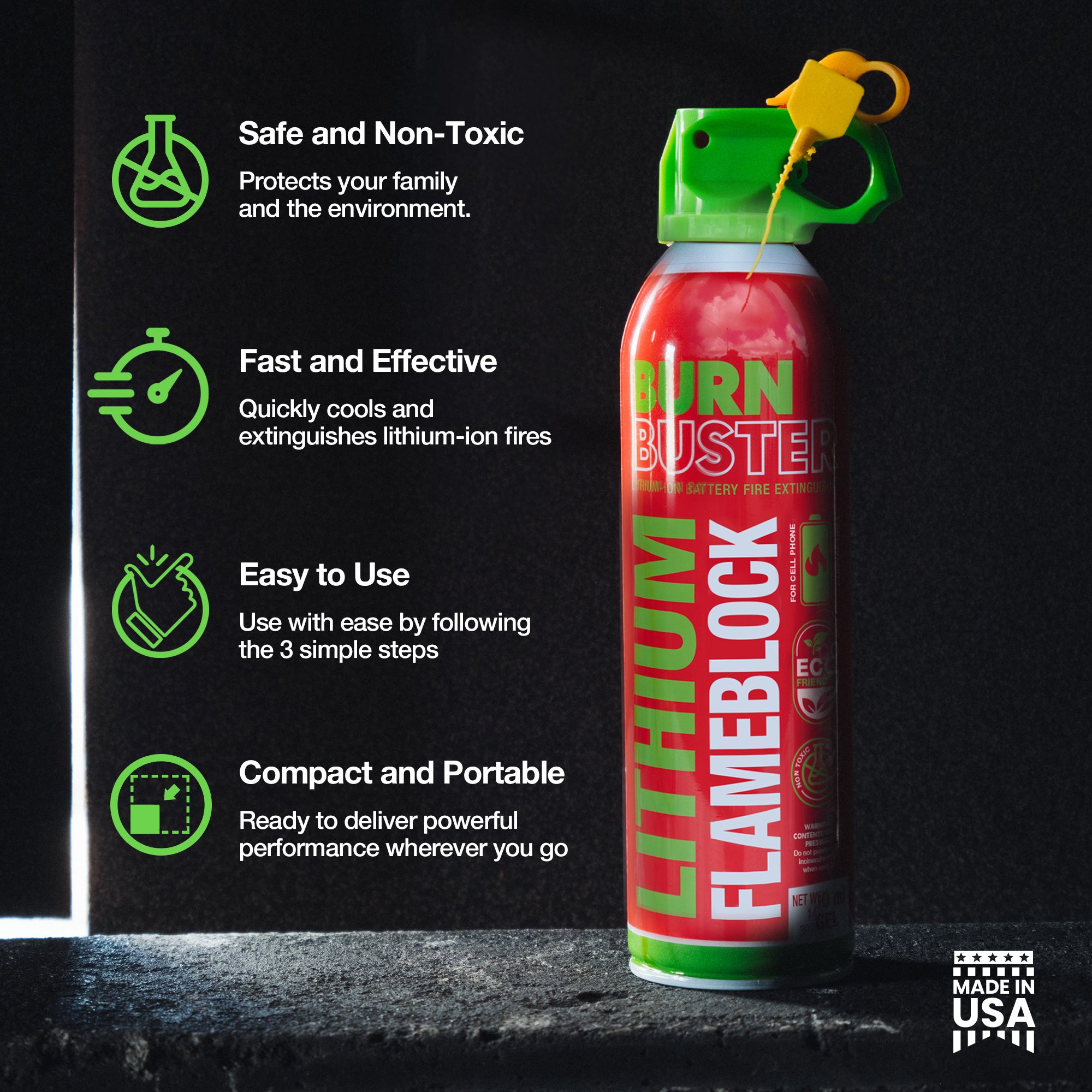 BurnBuster Lithium-Ion Fire Extinguisher