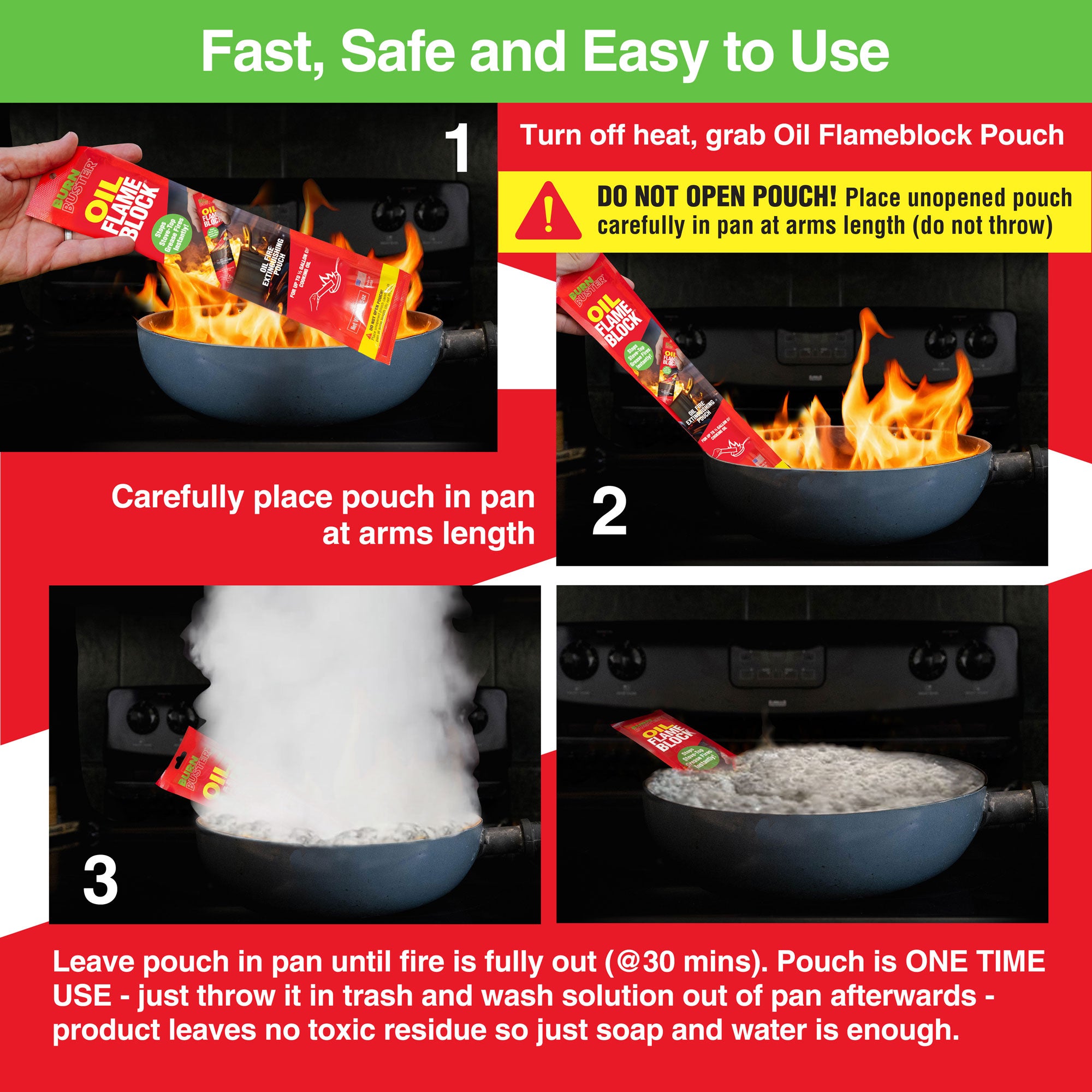 BurnBuster Oil Flame Block Pouches