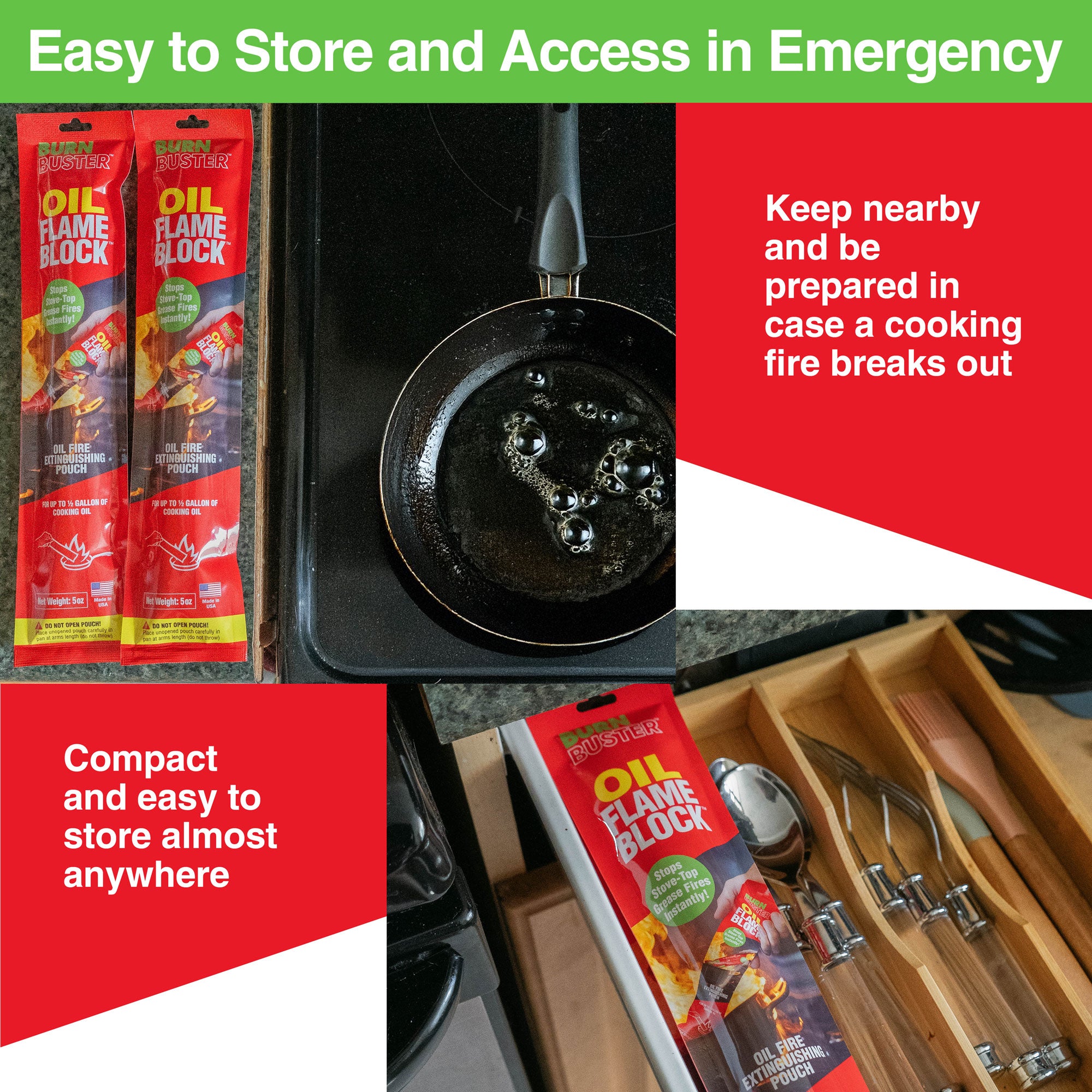 BurnBuster Oil Flame Block Pouches