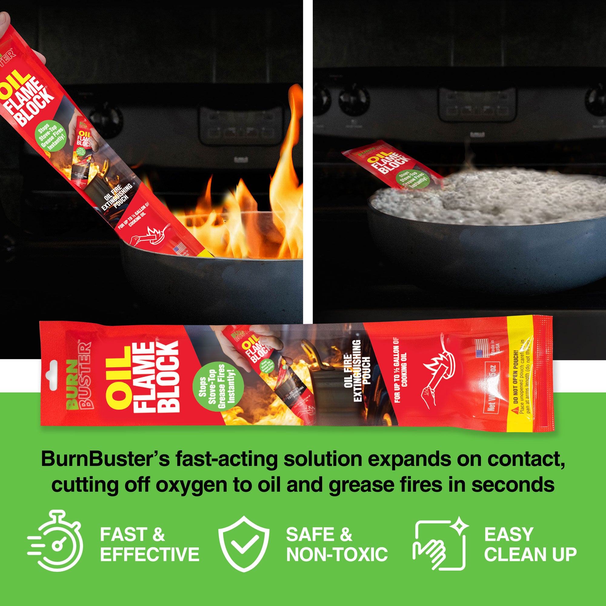 BurnBuster Oil Flame Block Pouches