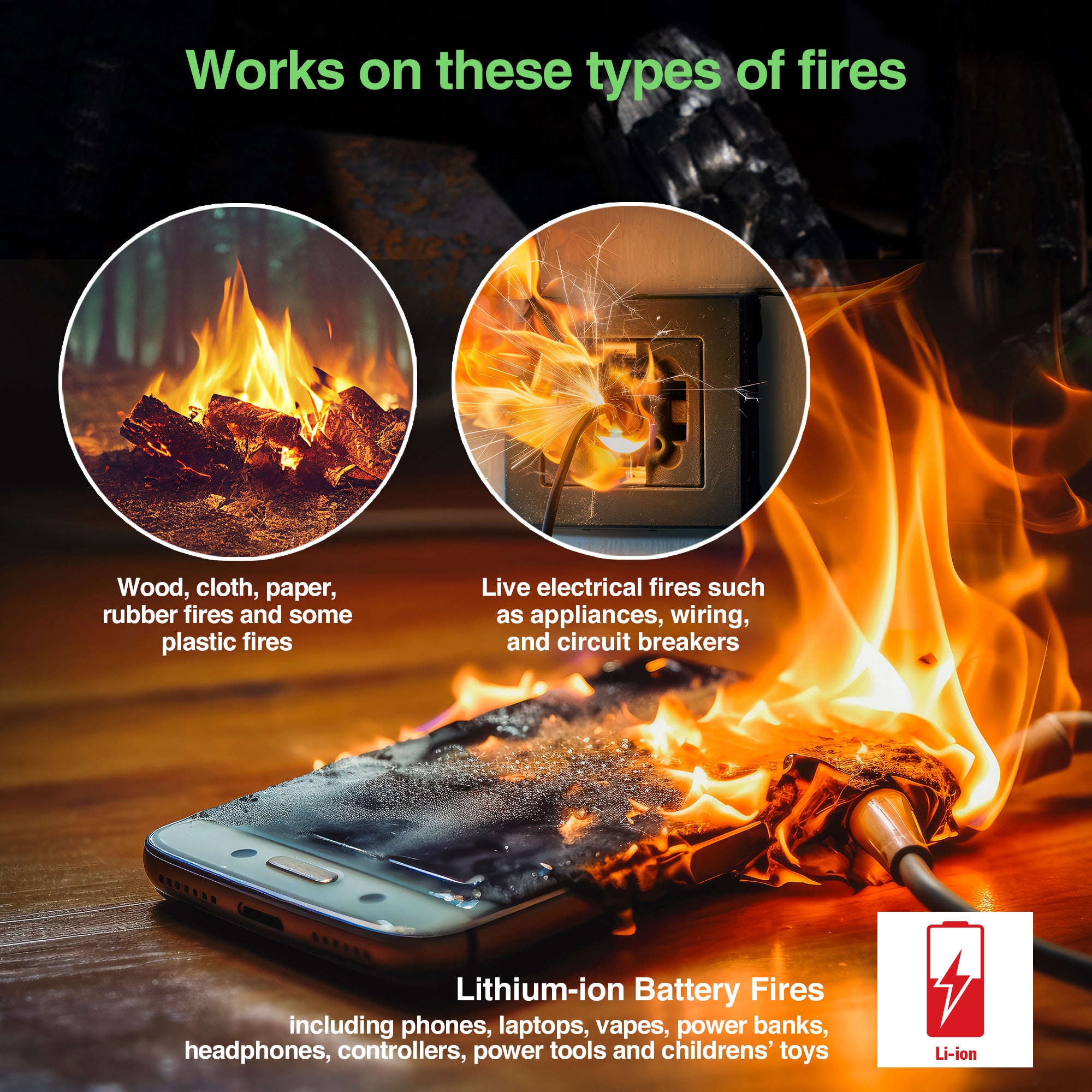 BurnBuster Lithium-Ion Fire Extinguisher