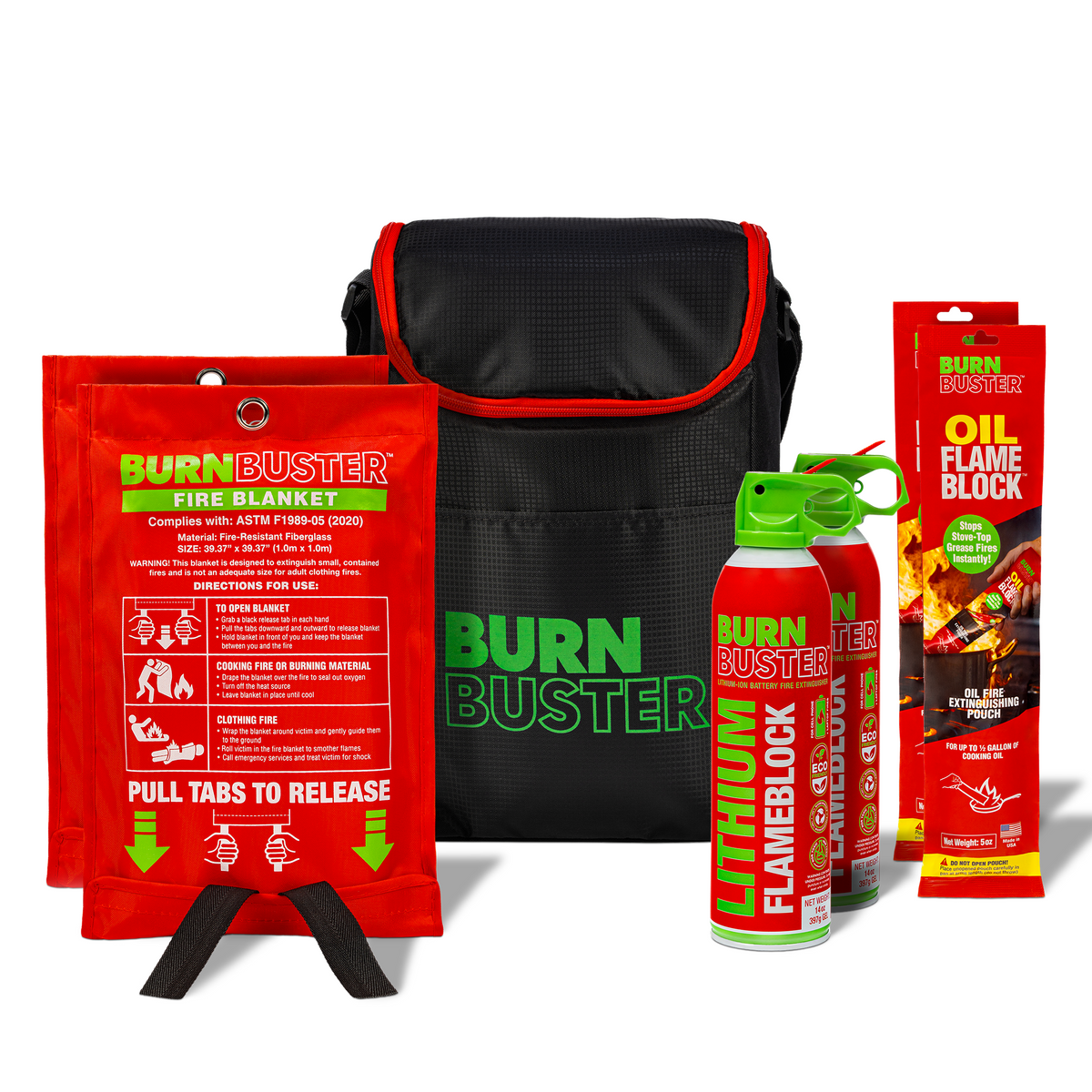 BurnBuster Fire Safety Pack, Complete Fire Protection for Home, Garage