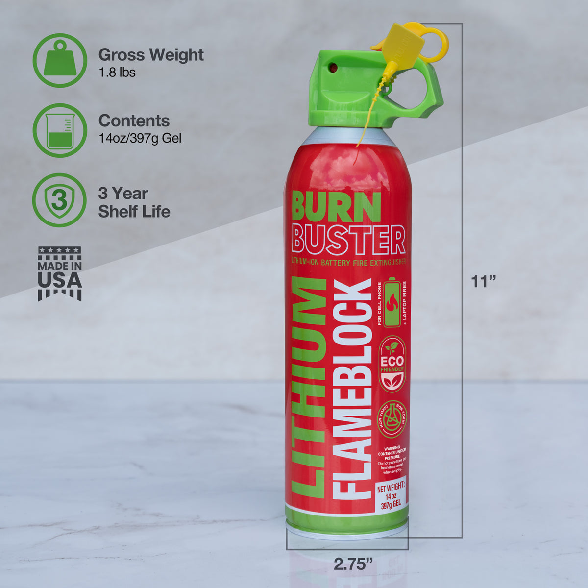 BurnBuster Lithium-Ion Fire Extinguisher